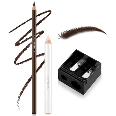 Boobeen Eyebrow Pencil and Brow Concealer Pencil Set with Sharpner, Waterproof Long Lasting Brow Pen Smooth Smudge Proof Makeup Pencil, Natural-Looking Brows