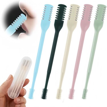 2024 New Double Sided Nose Hair Knife, 2-in-1 Nasal Hair Cutter, Nostril Hair Remover Tool, Portable Manual 360&deg; Rotating Nose Hair Trimmer with Ear Picker for Women Men (5Pcs)
