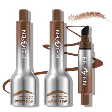 2 Pcs Liquid Eyebrow Brush, Brow-Fection Angled Brush &amp; Dip Liquid Eyebrow Gel, Multi-Functional Pressed Wild Eyebrow Pencil, Long Lasting and Waterproof Brow Pen Quick Drying (2# Auburn)