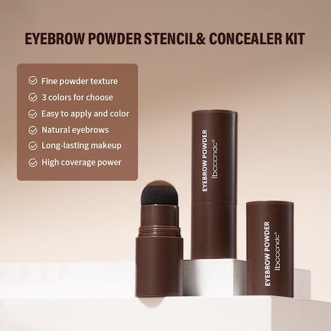 Eyebrow Stencil Kit, Professional Waterproof Brow Powder Stamp，One Step Brow Powder Stamp Makeup with 12 Reusable Eyebrow Stencils＆1 liquid concealer03#(Dark brow)