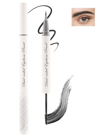 2-in-1 Eyebrow Pencil &amp; Tinted Brow Gel, Black Waterproof Liquid Micro Eyebrow Pencil Long Lasting Tinted Brow Gel, Smudge-proof Thickening Eyebrow Mascara Brow Pen Lift &amp; Snatch Eyebrow Eye Makeup
