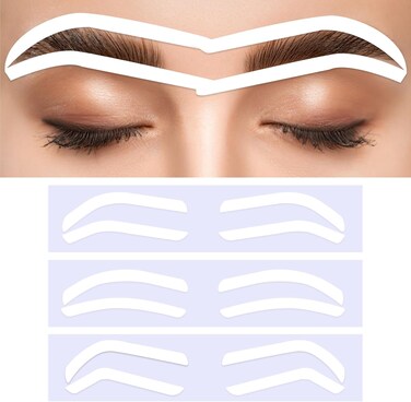 24Pairs Eyebrow Stencil Stickers Disposable, Adhesive Eye Brow Stencils for Women, 3Shapes Eyebrow Shaping Tape Strips, Airbrush Eyebrow Stencils Mapping Guides Brow Template for Tinting Makeup