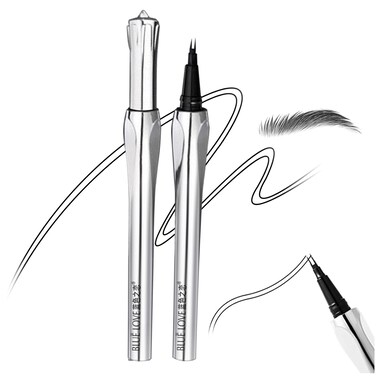 BLUE LOVE Two-Prong Eyebrow Pen - Waterproof Microblading Eyebrow Makeup for Women, Long-lasting Formula for Natural Strokes, All-Day Wear (Grey)