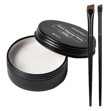 20g White Brow Mapping Paste Brow Contour Paste Brow Lip Shape Position Tool,2pcs Eyebrow Brush Set, Mapping Tool for Sketching Contouring the Eyebrow and Lip