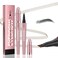 Q708 3D Microblading Eyebrow Pencil, Waterproof, 4-Tipped, Long-Lasting, Micro-Fork Applicator for Natural Brows, All Skin Tones (3#Grey)