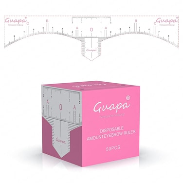 Pink Disposable Eyebrow Ruler Stencils,50 Pcs Box Eyebrow Ruler,Pink Adhesive Mapping Stickers Kit for Microblading, Brow Extensions and Permanent Makeup (1 Box Pink Ruler)