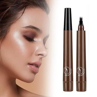 Magic Eyebrow Pencil, 2024 New 3D Waterproof Microblading Eyebrow Pencil Contouring Pen, 4 Tipped Precise Brow Pen, Fine Stroke Microblading Eyebrow Pencil Natural Makeup,(Dark-Brown#2)