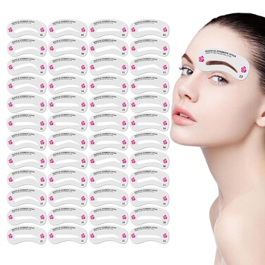 48PCS Eyebrow Stamp Stencil Kit Eyebrow Stencils Eyebrow Template Eyebrow Shaper Kit Brow Stencil for Shaping Fashionable Eyebrows