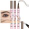 evpct 2Pcs Black Brown Magic Microblading Eyebrow Contouring Pen Brow Pencil with Hair Like Strokes, 4 Tipped Precise Brow Pencil with Brush Micro-Fork Tips Applicator Natural Looking Brows