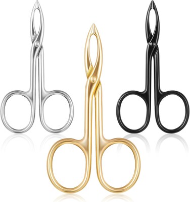 3Pcs Eyebrow Tweezers with Scissor Handles, Tweezers for Women Facial Hair and Eyebrow Care, Precision Scissor Tweezers(Gold, Silver, Black)