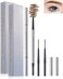 Eyebrow Pencil with Spoolie Brush- 4Pcs Professional Micro 1.5mm Tip Brow Pencil with Dual Ends Kit, Longwearing Waterproof Sweat-proof Eye Brow Pencil, Eyebrow Makeup Pen for Women-02 Coffee Brown