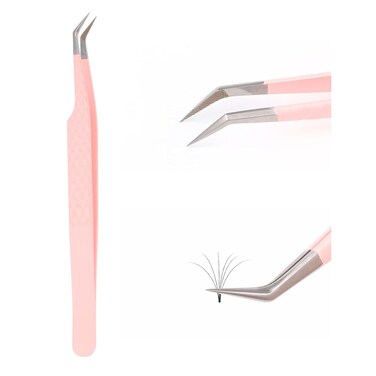 Lash Extension Tweezers Fiber Tip Lash Tweezers for Eyelash Extensions Volume Lash Tweezers Professional Artist Tech Work Kit Eyelash Tweezers For Volume Fans Curved Tweezers