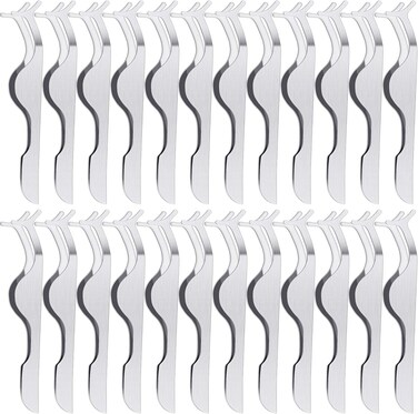 24 Pieces False Eyelashes Applicator Tool Stainless Steel Eyelash Extension Tweezers Remover Clip Tweezers Nipper Eyelash Auxiliary Clip for Women Makeup Application and Removal