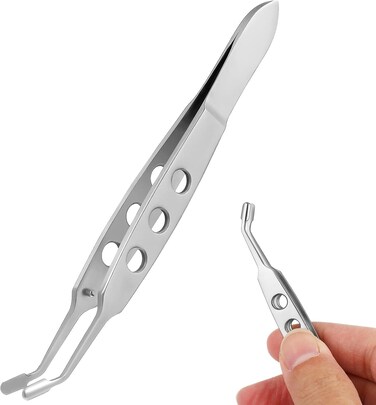 Healvian Meibomian Gland Massage Forceps,Eyelid Massage Tweezer,Meibomian Gland Expressor,Stainless Steel Eyelid Massage Tweezers for Dry Eyes,Forcep Eyelid Massage Tool,Face Care Craft Tools, Silver
