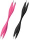 NUOMI 2 Pack Eyebrow Tweezers Double Ends Stainless Steel Tweezers Makeup Tools with Slant/Pointed Tips for Removing Facial Hair, Ingrown Hair, Pink and Black