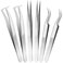6-Pack Eyelash Extension Tweezers, Stainless Steel Straight Curved Tip Tweezers Single Eyelash False Eyelash Application Tools(Silver)