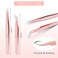 Mudder 6 Pcs Lash Tweezers Precision Eyelash Tweezers for Lash Extension, Straight and Curved Tip, Stainless Steel for False Volume Eyelash Application Tools(Rose Gold)
