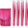 Eyebrow Tweezer Set, 4-Pcs Professional Stainless Steel Tweezers for Men and Women, Precision for Eyebrows, Ingrown Hair, Facial Hair, Lash Extension (Rose Red)