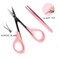 4" Curved Craft Scissors Stainless Steel Unisex Eyebrow Kit Eyebrow Scissors, Slant Tweezers And Eyebrow Brush for Eyebrow Eyelash Extensions (Pink Set)