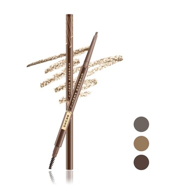 Eyebrow Pencil in Teardrop Tip with Spoolie Brush, Dual Ended Eyebrow Pen Natural Fills and Defines Brow Tint, Soft Brown