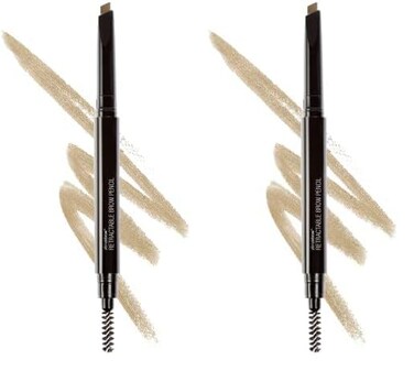 wet n wild Ultimate Eyebrow Retractable Definer Pencil, Taupe, Dual-Sided Brow Brush, Fine Tip, Shapes, Defines, Fills Brow Makeup (Pack of 2)