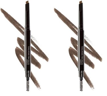 wet n wild Ultimate Eyebrow Retractable Definer Pencil, Medium Brown, Dual-Sided Brow Brush, Fine Tip, Shapes, Defines, Fills Brow Makeup (Pack of 2)