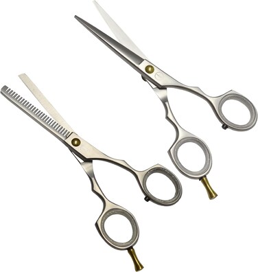 Professional Hair Cutting And Thinning Scissors/Shears For Men/Women/Home/Salon - Premium High Carbon Steel Quality - Smooth And Sharp - Double Notch - 5.5 Inch, Silver