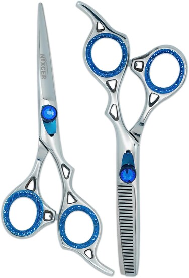Hair Cutting &amp; Thinning/Texturizing Shears Set Professional Hair Cutting Scissors Set - 6.5&rdquo; Length - Premium Shears For Salon &amp; Home Use Razor Edge Barber Scissors (Silver - NSC006)