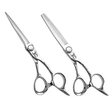 Professional Hair Cutting Scissors Shears Kit, 6.5" Japanese Stainless 440 Steel, 46 Teeth Blending Shears, Barber Hairdressing Salon, Razor Sharp Convex Edges