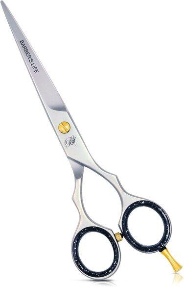 BARBER'S LIFE Professional Barber Hair Cutting Scissors 6.5"" GERMAN Hairdressing shears for hair cutting, Silver
