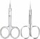 2 Pack Cuticle Scissors and Grooming Scissors Extra Fine for Manicure and Pedicure, Curved Blade Precise Pointed Tip Grooming Kit for Eyebrow, Eyelash, Trim Nail and Dry Skin