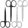 4 Pack Curved and Rounded Facial Hair Scissors Set Black and Sliver for Men Women - Mustache, Nose, Beard, Eyebrows, Eyelashes and Ear Hair Cutting Scissors - Stainless Steel Trimming Scissors