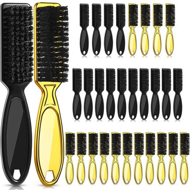Patelai 30 Pcs Blade Clipper Cleaning Brush Scrub Brush Barber Fade Trimmer Nylon Hair Styling Tool for Men(Gold, Black)