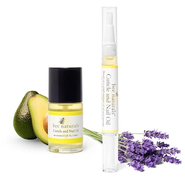 Bee Naturals Nail &amp; Cuticle Oil Kit &ndash; Nourishing Nail Strengthener with Vitamin E, Olive &amp; Avocado Oils &ndash; Lavender Lemon &amp; Tea Tree Aromatherapy &ndash; Easy Pen Applicator for Healthy, Revitalized Nails