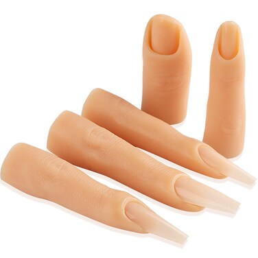 5pcs Silicone Practice Fingers For Acrylic Nails, Soft Fake Finger With 96pcs Nail Tips For Nail Training Flexible Nail Practice Mannequin Finger Reusable Manicure Kit For Beginners