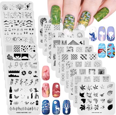 KADS 20Pcs Nail Stamp Plates Set Nails Art Stamping Plates Leaves Flowers Animal Chinese Style Nail Plate Template Image Plate