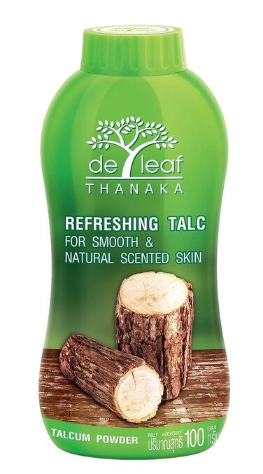 DE LEAF THANAKA Refreshing Talc Smooth and Natural Scented Skin, Talcum Powder Beauty Skincare Face Body Clean Fresh Cooling Sooth Irritation, 80 g 3 Pack Count