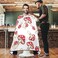 visesunny Barber Cape Mushroom White Pattern Polyester Hair Cutting Salon Cape Apron Anti-Static Haircut Water-Resistant Shaving Cloth Beard Shaving Bib Hairdressing Cape