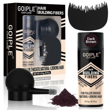 Hair Thickening Fibers &amp; Pump Applicator Set Professional 3-in-1 Hair &amp; Beard Styling Set - Hair Fibers Barber Enhancement Spray for Mens Hair&amp;Beard - Hairline Enhancer &amp; Volumizing Spray (Dark Brown)