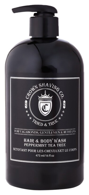 Men's Hair &amp; Body Wash16oz (473ml) - Crown Shaving Co - Peppermint and Tea Tree Oil Soothing and Hydrating Mens Hair and Body Wash