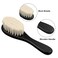 Shappy 2 Pieces Barber Fade Brush Men Beard Brush Neck Duster Cleaning Grooming Tool Soft Beard with Wooden Handle for Barber Hair Cutting Kits(Black)