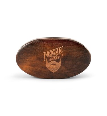 Oval Beard Brush by Majestic Beard, 100% Boars hair, dark walnut, wood, detailed and engraved, beard brush, wooden, beard styling, beard care brush, the perfect grooming tool for bearded men., Brown