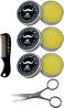 G.B.S Mustache Wax Extra Strong Hold Fragrance Free Inlcudes Handmade Mustache Comb and Trimming Scissors (3 Pack)