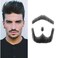 Fake Mustache Fake Beard Realistic 100% Human Hair Full Hand Tied Goatee False Beards Lace Invisible Fake Mustache for Halloween Dressing Men Makeup Entertainment/Drama/Party/Movie black
