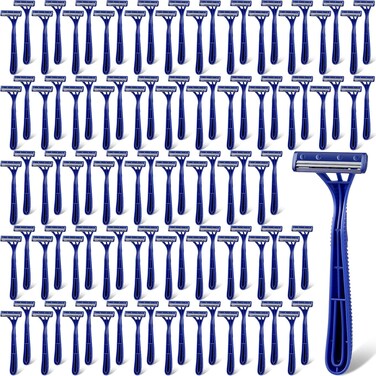 200 Pieces Disposable Razor Bulk for Men Individually Wrapped Twin Blades Shaving Razor for Shaving Safety Hotel Guest House Travel Home Use Portable, Blue