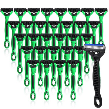 36 Pcs 3 Blade Disposable Razors Bulk Men's Disposable Razors Set Sensitive Disposable Razors Travel Razors for Men Disposable Head Razor for Hotel Spa Travel Christmas Party Gift