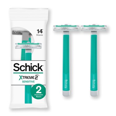 Schick Xtreme 2 Sensitive Razor &mdash; Disposable Razors Men, Razors for Men Sensitive Skin, 2ct (Pack of 36) - 72 Total Razors