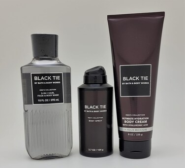 Black Tie For Men - 3 pc Bundle - 3-in-1 Hair, Face &amp; Body Wash, Deodorizing Spray and Hydration Body Cream