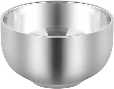 Men's Durable Shave Soap Cup Stainless Steel Heat Insulation Smooth Shaving Mug Bowl (Medium)