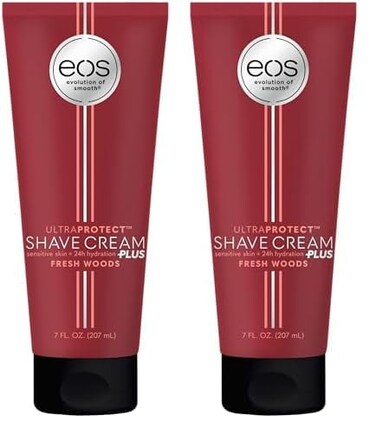 eos UltraProtect&trade; Men&rsquo;s Shave Cream- Fresh Woods, 24-Hour Hydration, Non-Foaming Formula, 7 fl oz (Pack of 2)